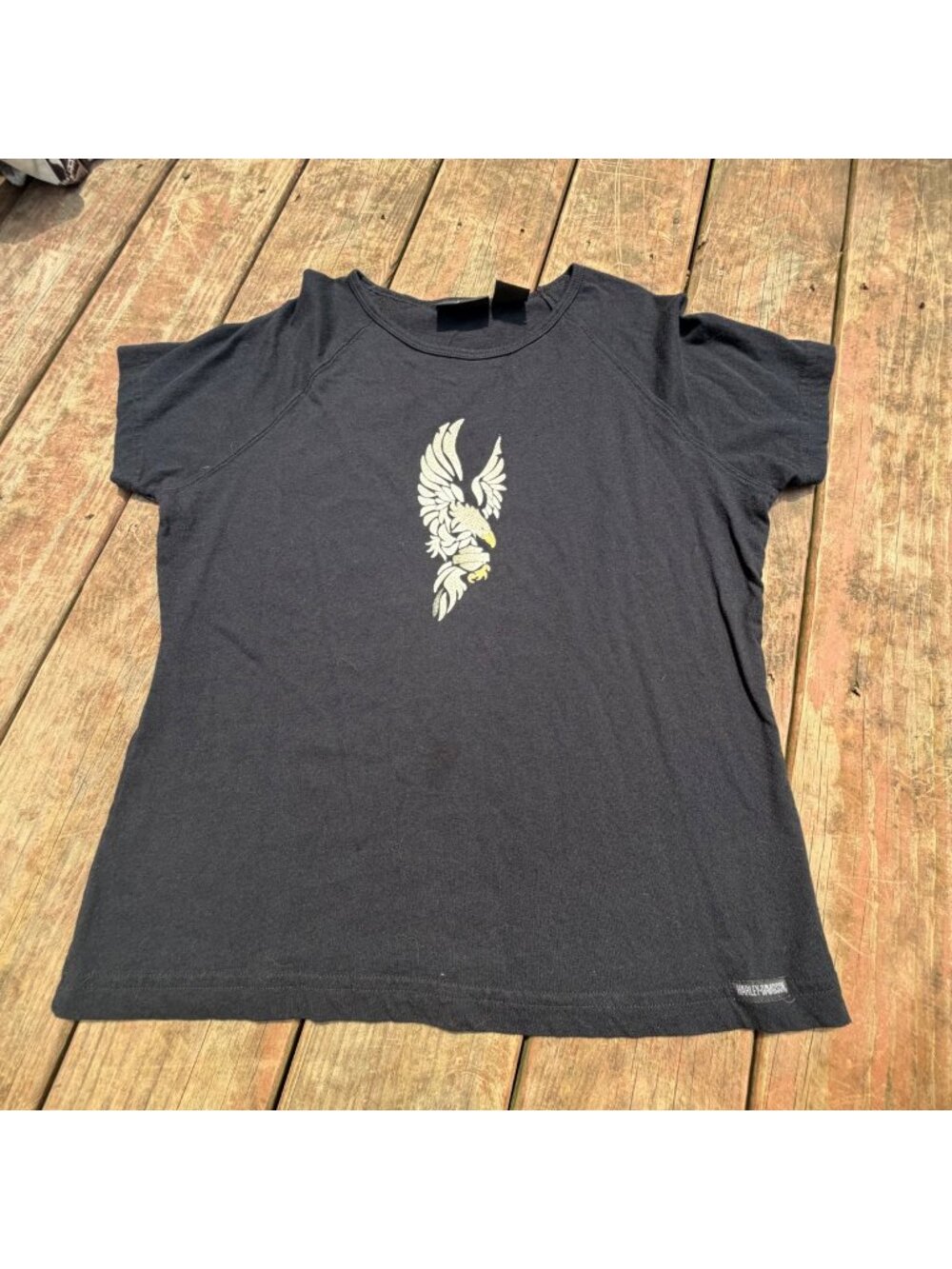 Y2K Harley-Davidson Black Graphic Womens T-Shirt
